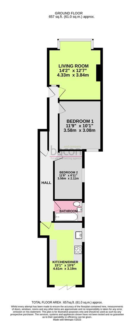 Floor Plan | Flat - Garden | Ham Road, East Worthing, West Sussex, BN11 2QU | For Sale